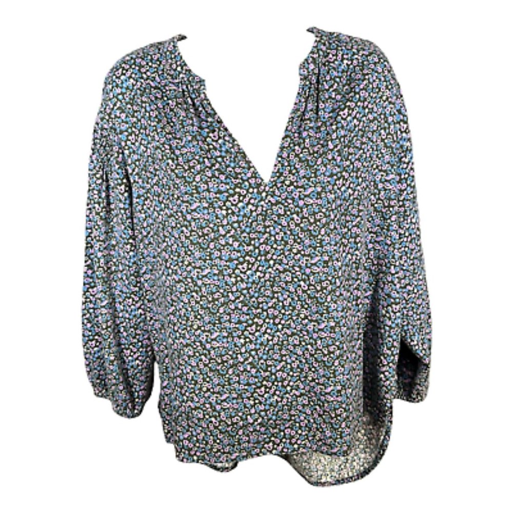 Apiece Apart New York Blouse Top Tunic Small 3/4 Sleeve Floral Cotton Hi-Low